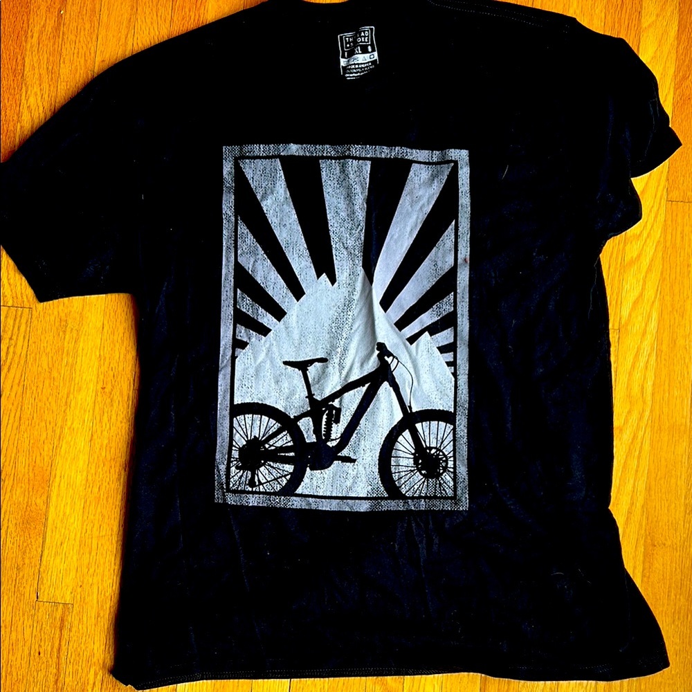 Black Graphic Tee with Bicycle Design